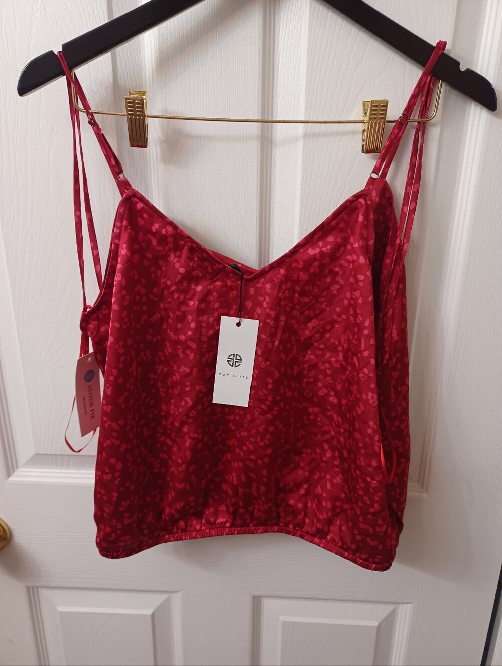 NWT Socialite Addison Satin Cropped Cami Fuchsia Small
